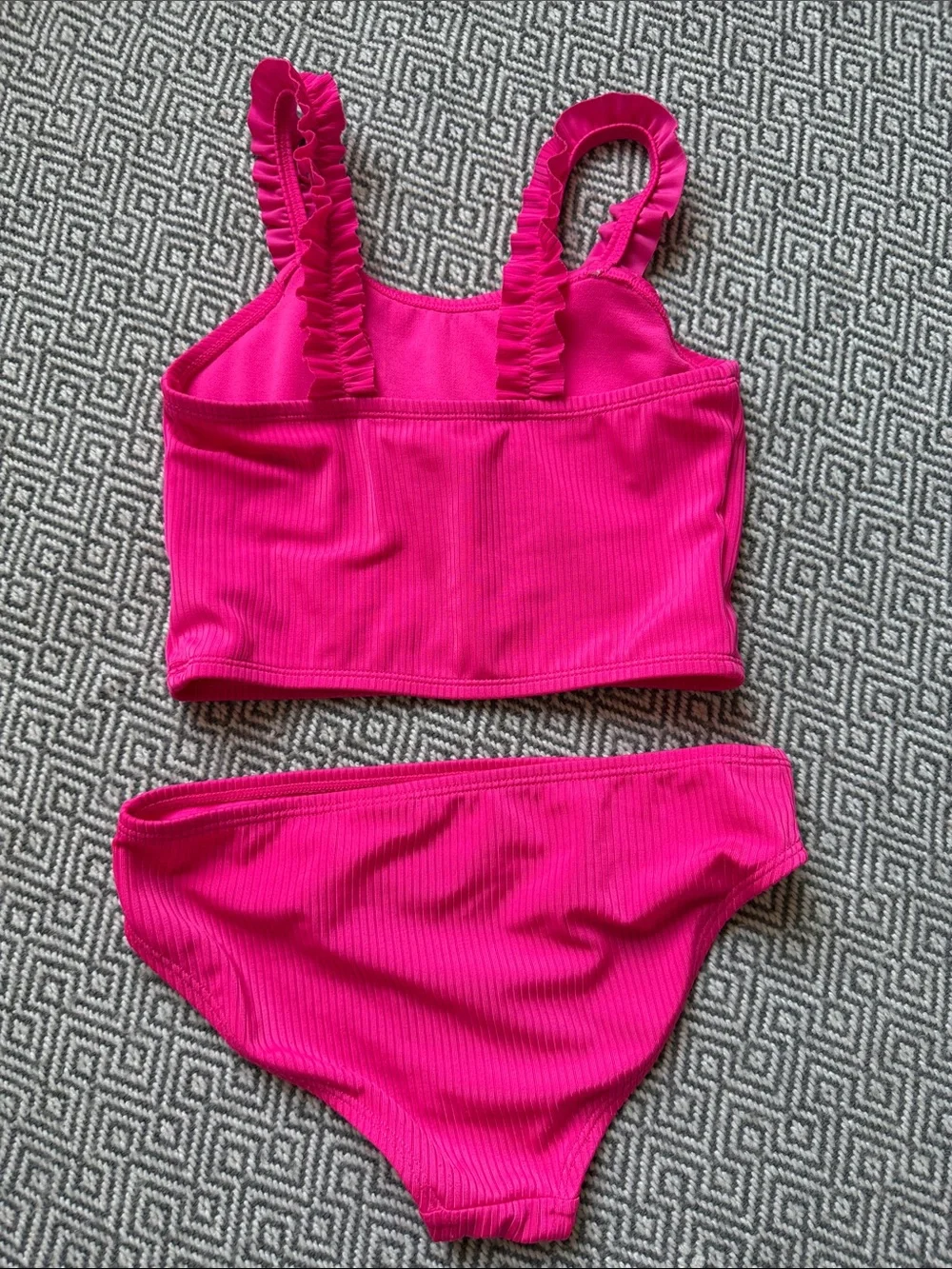 wonder nation Hot Pink Ruffle Strap Two-Piece Swim Set